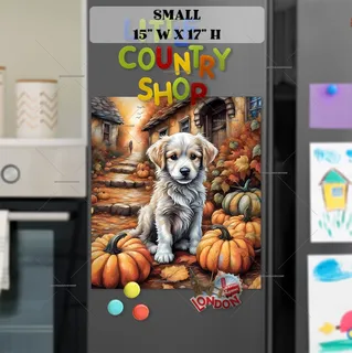 Preview of Pumpkin Puppy in the Village magnet in Small size.
