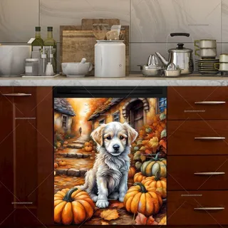 Preview of Pumpkin Puppy in the Village magnet.