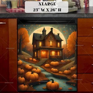 Preview of Prim Autumn Cottage magnet in Extra Large size.