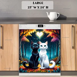 Preview of Black and White Cat in Love magnet in Large size.