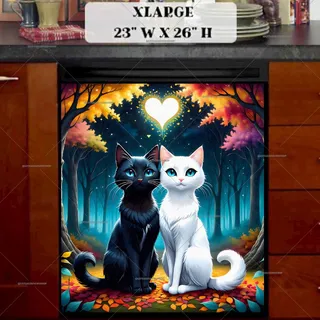 Preview of Black and White Cat in Love magnet in Extra Large size.