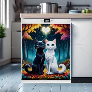 Preview of Black and White Cat in Love magnet.