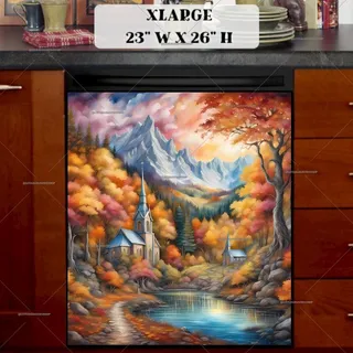 Preview of Gorgeous Autumn Churches by the Lake magnet in Extra Large size.