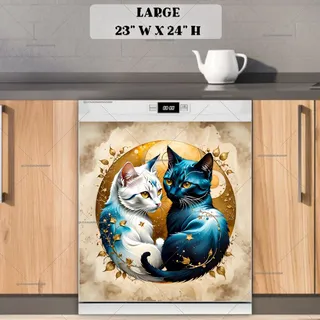 Preview of Abstract White and Blue Cats magnet in Large size.