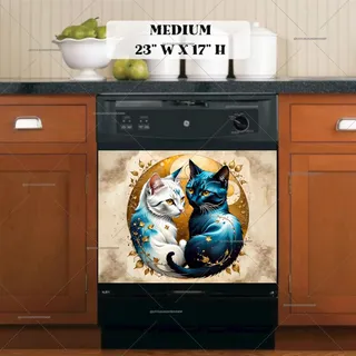 Preview of Abstract White and Blue Cats magnet in Medium size.