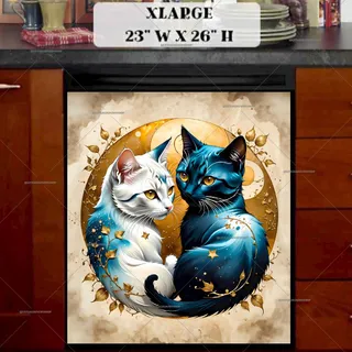 Preview of Abstract White and Blue Cats magnet in Extra Large size.