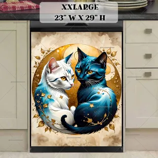 Preview of Abstract White and Blue Cats magnet in XX Large size.