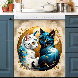 Preview of Abstract White and Blue Cats magnet.