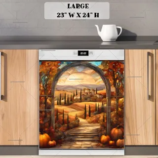 Preview of Stained Glass Tuscan Autumn magnet in Large size.