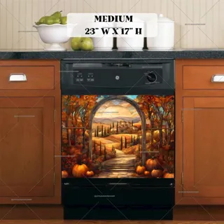 Preview of Stained Glass Tuscan Autumn magnet in Medium size.