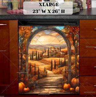 Preview of Stained Glass Tuscan Autumn magnet in Extra Large size.