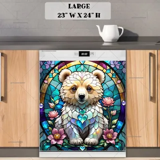 Preview of Stained Glass Bear Cub magnet in Large size.