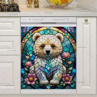 Preview of Stained Glass Bear Cub magnet.