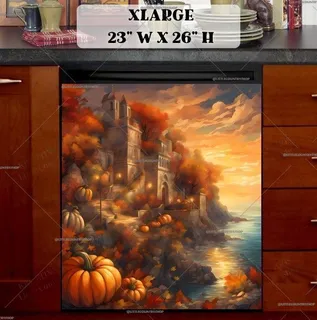 Preview of Seaside Autumn Castle magnet in Extra Large size.