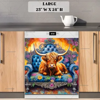 Preview of Highland Cow on a Victorian Sofa magnet in Large size.