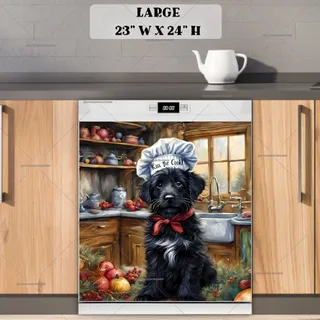 Preview of Cute Christmas Chef Dog magnet in Large size.