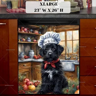 Preview of Cute Christmas Chef Dog magnet in Extra Large size.