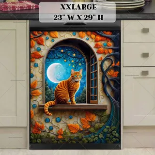 Preview of Cat at Night in the Window magnet in XX Large size.