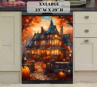 Preview of Stained Glass Autumn Farmhouse magnet in XX Large size.