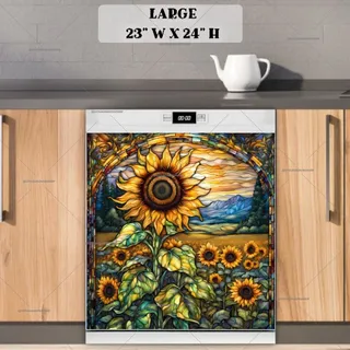 Preview of Stained Glass Sunflower Field magnet in Large size.