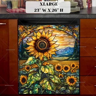 Preview of Stained Glass Sunflower Field magnet in Extra Large size.