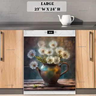 Preview of Dandelions in a Rustic Teapot magnet in Large size.