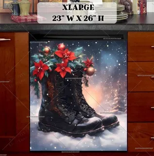 Preview of Santa's Boots with Poinsettias magnet in Extra Large size.