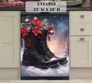 Preview of Santa's Boots with Poinsettias magnet in XX Large size.