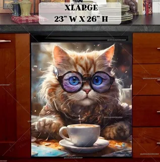 Preview of Cat in the Cyber Cafe magnet in Extra Large size.