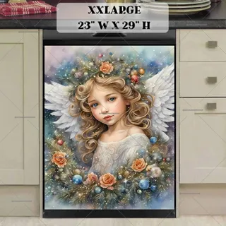 Preview of Christmas Angel with Flowers magnet in XX Large size.