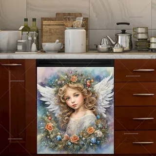 Preview of Christmas Angel with Flowers magnet.