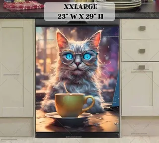 Preview of Urban Cat Drinking Coffee magnet in XX Large size.