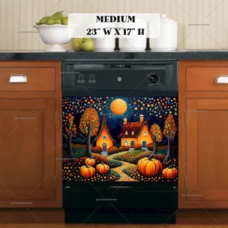 Preview of Autumn Cottages and Pumpkins magnet in Medium size.