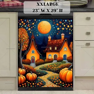 Preview of Autumn Cottages and Pumpkins magnet in XX Large size.