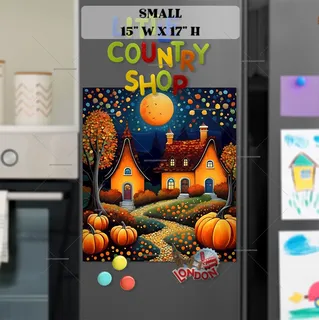 Preview of Autumn Cottages and Pumpkins magnet in Small size.