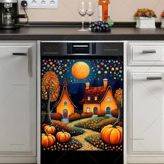 Preview of Autumn Cottages and Pumpkins magnet.