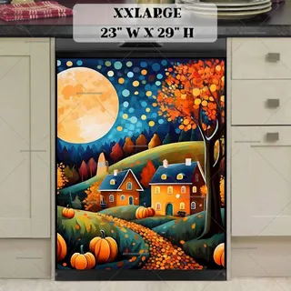 Preview of Cottages and Pumpkins in the Moonlight magnet in XX Large size.