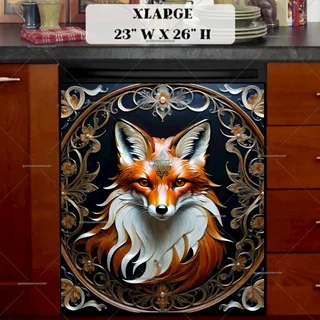 Preview of Tooled Leather Fox Portrait magnet in Extra Large size.