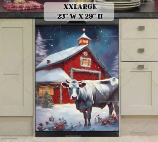 Preview of Christmas Farmhouse Cow and Barn magnet in XX Large size.