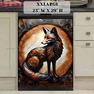 Preview of Tooled Leather Fox Portrait magnet in XX Large size.