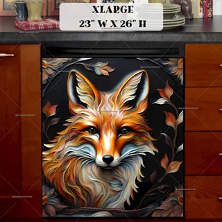 Preview of Stunning Tooled Leather Fox magnet in Extra Large size.