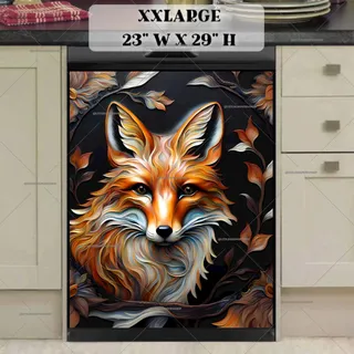 Preview of Stunning Tooled Leather Fox magnet in XX Large size.