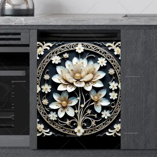 Preview of White and Gold Flowers magnet.