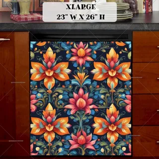 Preview of Folklore Flower Pattern magnet in Extra Large size.