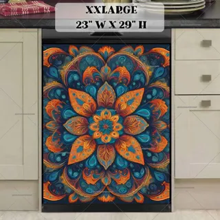 Preview of Orange and Blue Mandala magnet in XX Large size.