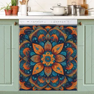 Preview of Orange and Blue Mandala magnet.