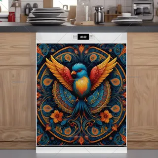 Preview of Folk Bird Mandala magnet.