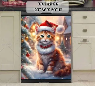 Preview of Christmas Kitten in Santa Hat magnet in XX Large size.