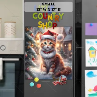 Preview of Christmas Kitten in Santa Hat magnet in Small size.