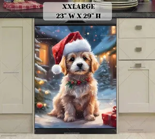 Preview of Christmas Puppy in Santa Hat magnet in XX Large size.